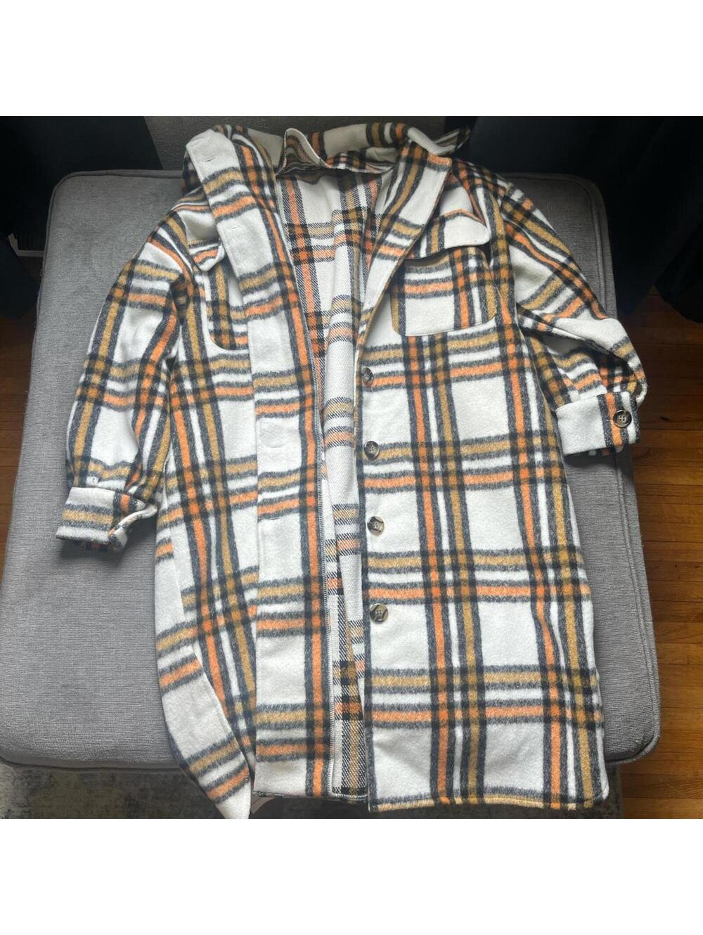 Oversized plaid thick shacket / flannel jacket